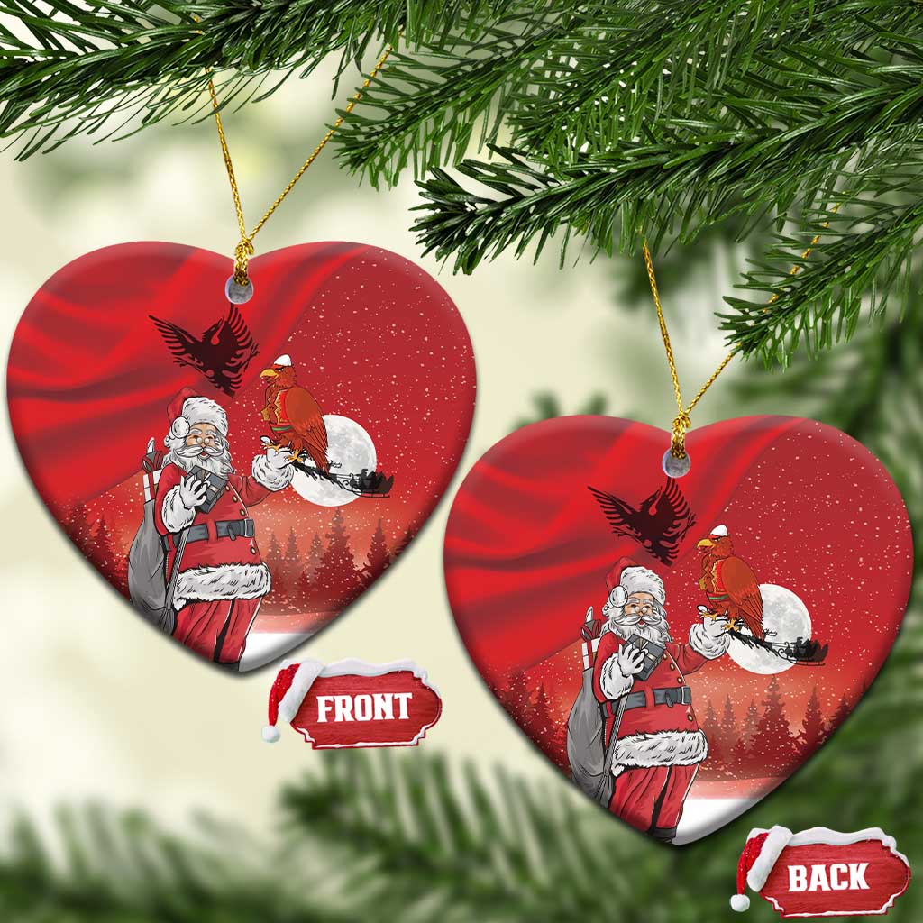 Albania Santa Christmas Ceramic Ornament Christmas Albanian Eagle Flag Style - Wonder Print Shop