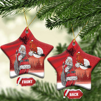 Albania Santa Christmas Ceramic Ornament Christmas Albanian Eagle Flag Style - Wonder Print Shop