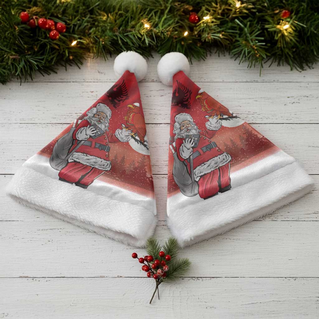 Albania Santa Christmas Santa Hat Christmas Albanian Eagle Flag Style - Wonder Print Shop