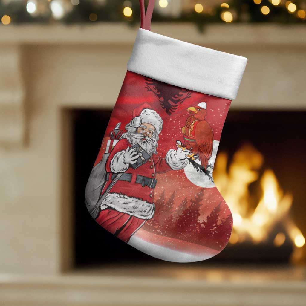 Albania Santa Christmas Stocking Christmas Albanian Eagle Flag Style - Wonder Print Shop