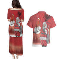Albania Santa Christmas Couples Matching Puletasi and Hawaiian Shirt Christmas Albanian Eagle Flag Style - Wonder Print Shop