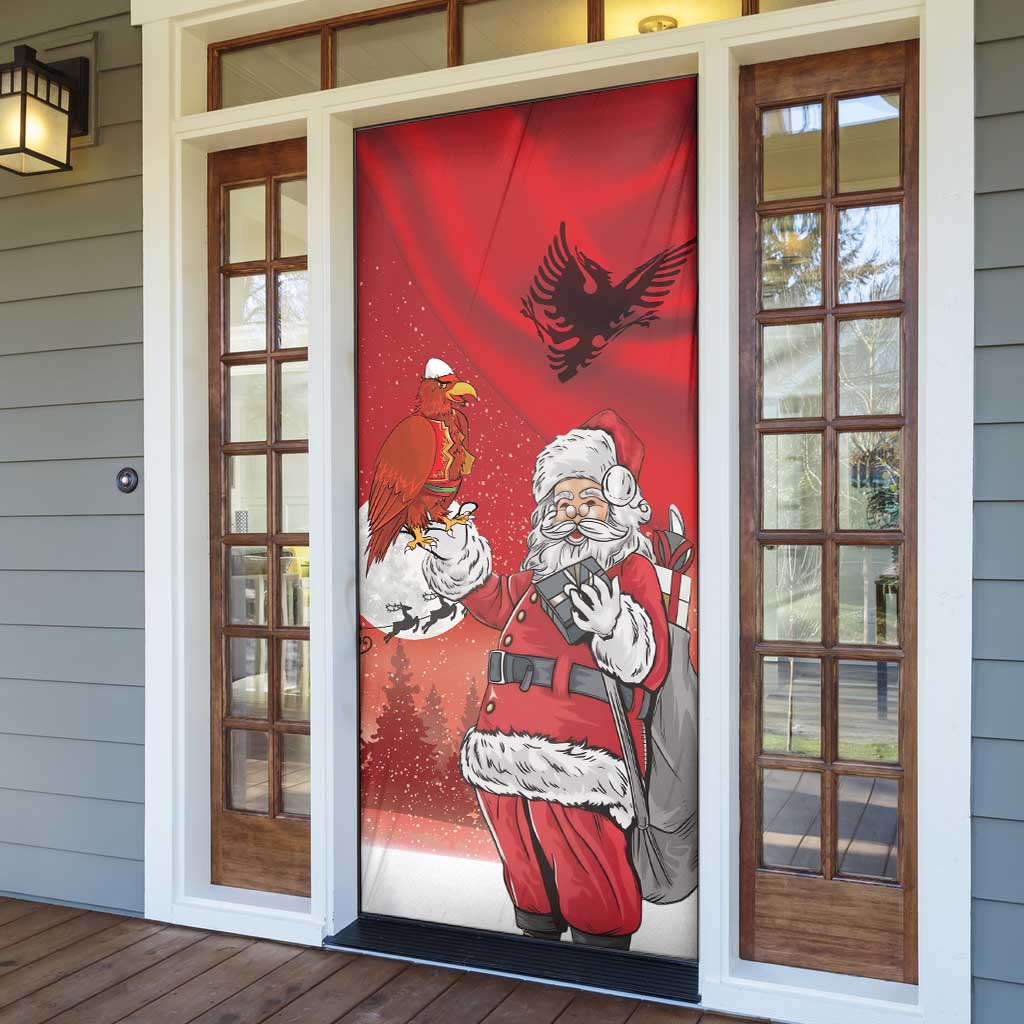 Albania Santa Christmas Door Cover Christmas Albanian Eagle Flag Style - Wonder Print Shop