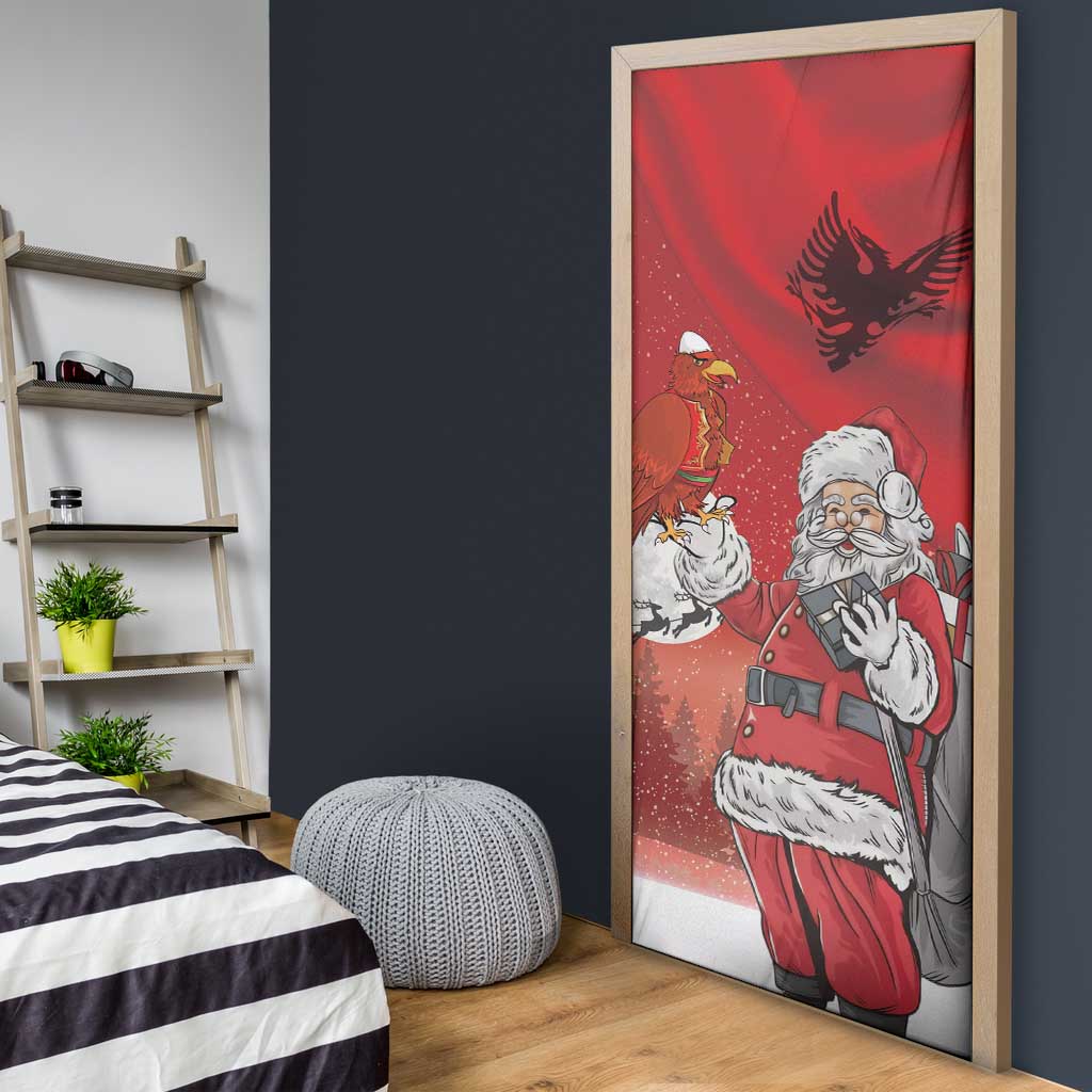 Albania Santa Christmas Door Cover Christmas Albanian Eagle Flag Style - Wonder Print Shop