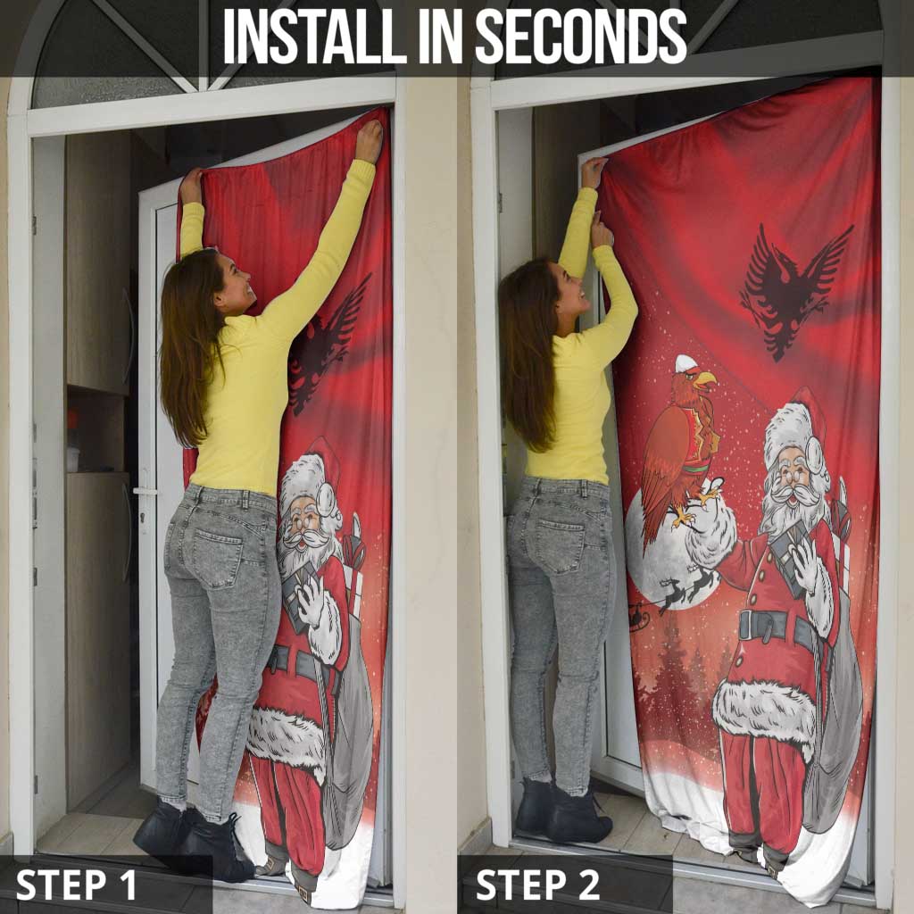Albania Santa Christmas Door Cover Christmas Albanian Eagle Flag Style - Wonder Print Shop