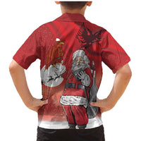 Albania Santa Christmas Family Matching Mermaid Dress and Hawaiian Shirt Christmas Albanian Eagle Flag Style - Wonder Print Shop