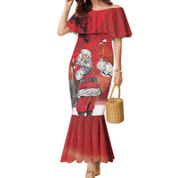 Albania Santa Christmas Family Matching Mermaid Dress and Hawaiian Shirt Christmas Albanian Eagle Flag Style - Wonder Print Shop