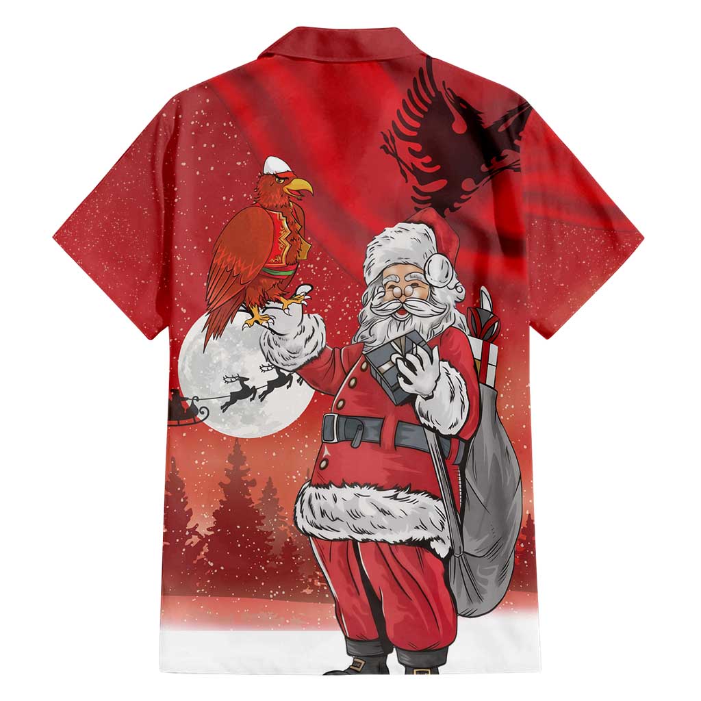 Albania Santa Christmas Family Matching Off Shoulder Maxi Dress and Hawaiian Shirt Christmas Albanian Eagle Flag Style - Wonder Print Shop