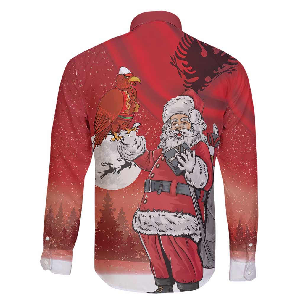 Albania Santa Christmas Family Matching Off Shoulder Maxi Dress and Hawaiian Shirt Christmas Albanian Eagle Flag Style - Wonder Print Shop