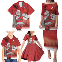 Albania Santa Christmas Family Matching Puletasi and Hawaiian Shirt Christmas Albanian Eagle Flag Style - Wonder Print Shop