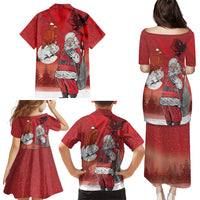 Albania Santa Christmas Family Matching Puletasi and Hawaiian Shirt Christmas Albanian Eagle Flag Style - Wonder Print Shop