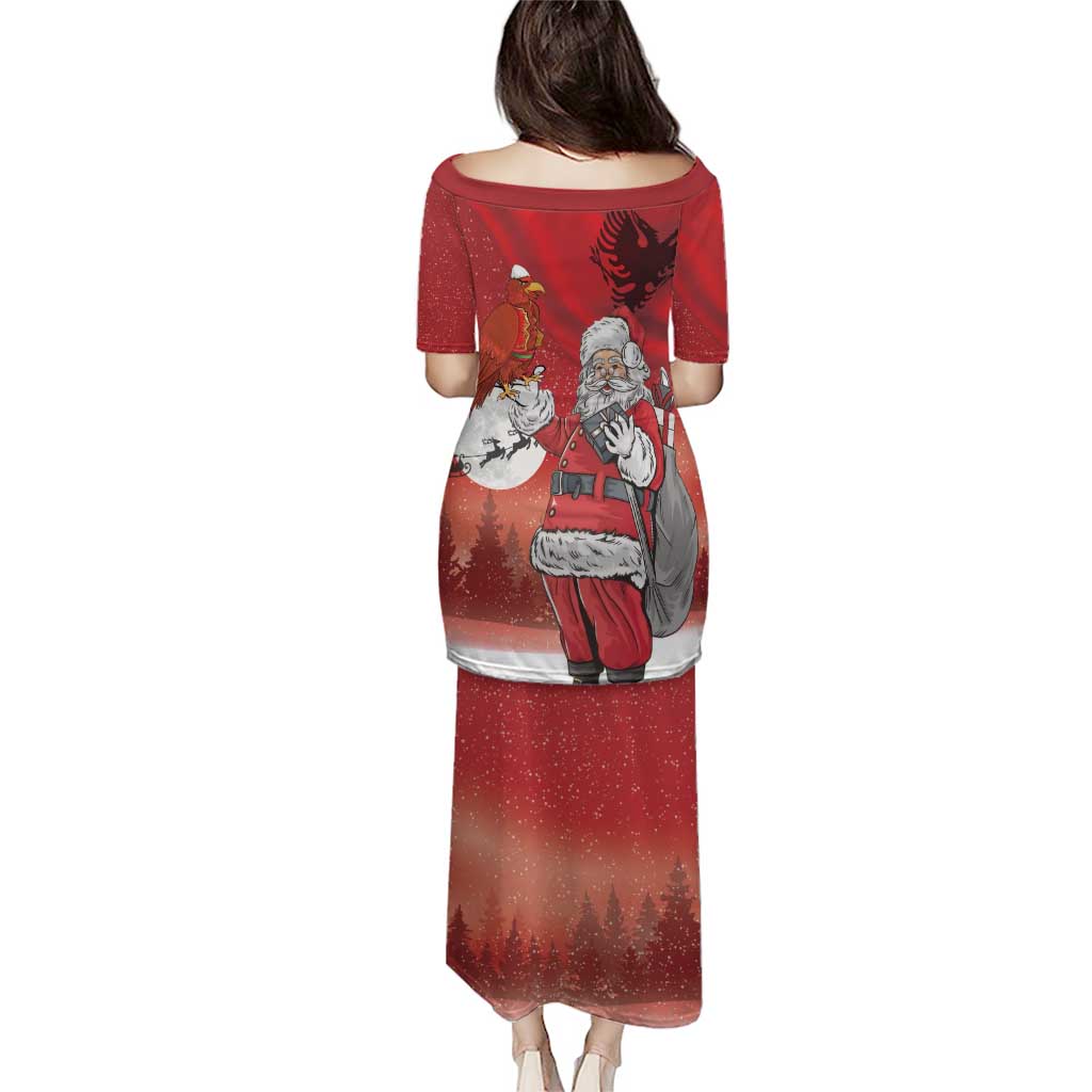 Albania Santa Christmas Family Matching Puletasi and Hawaiian Shirt Christmas Albanian Eagle Flag Style - Wonder Print Shop