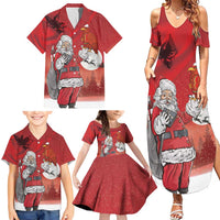 Albania Santa Christmas Family Matching Summer Maxi Dress and Hawaiian Shirt Christmas Albanian Eagle Flag Style - Wonder Print Shop