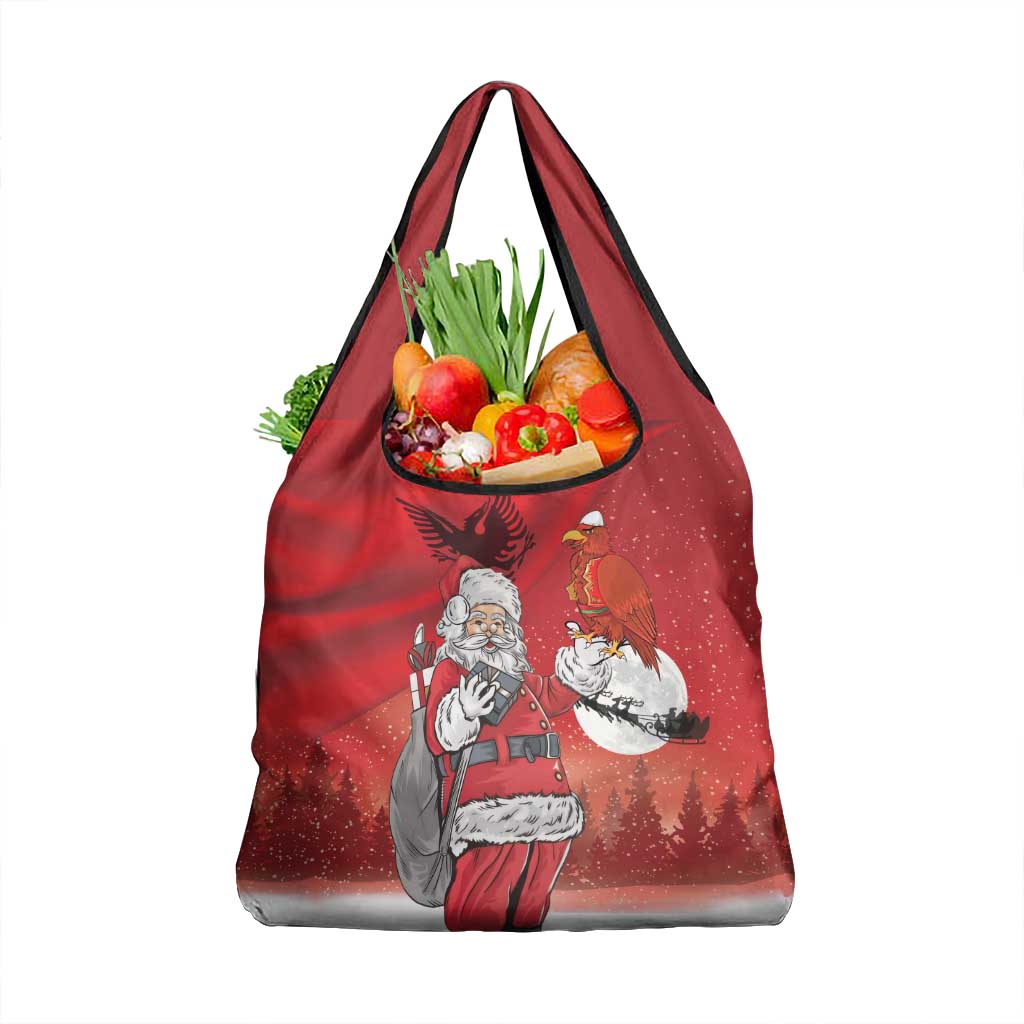 Albania Santa Christmas Grocery Bag Christmas Albanian Eagle Flag Style - Wonder Print Shop