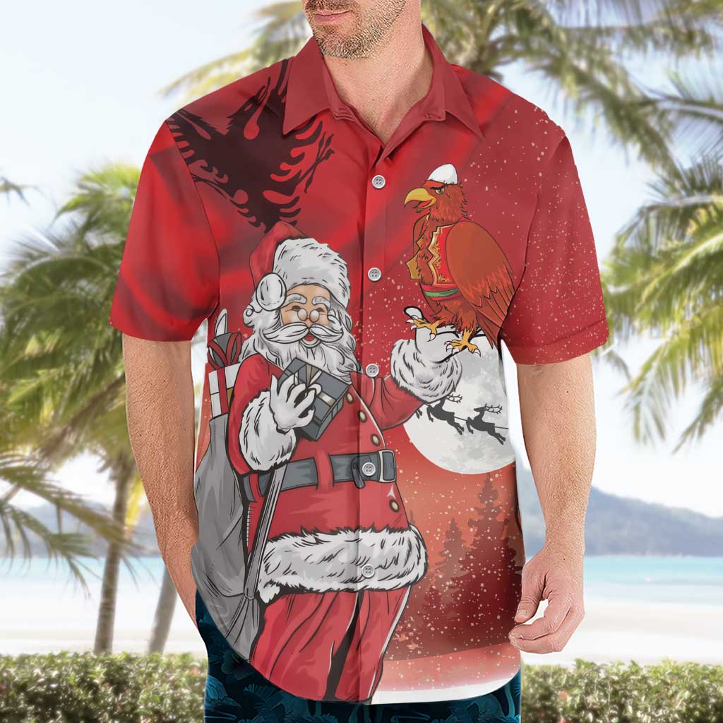 Albania Santa Christmas Hawaiian Shirt Christmas Albanian Eagle Flag Style - Wonder Print Shop