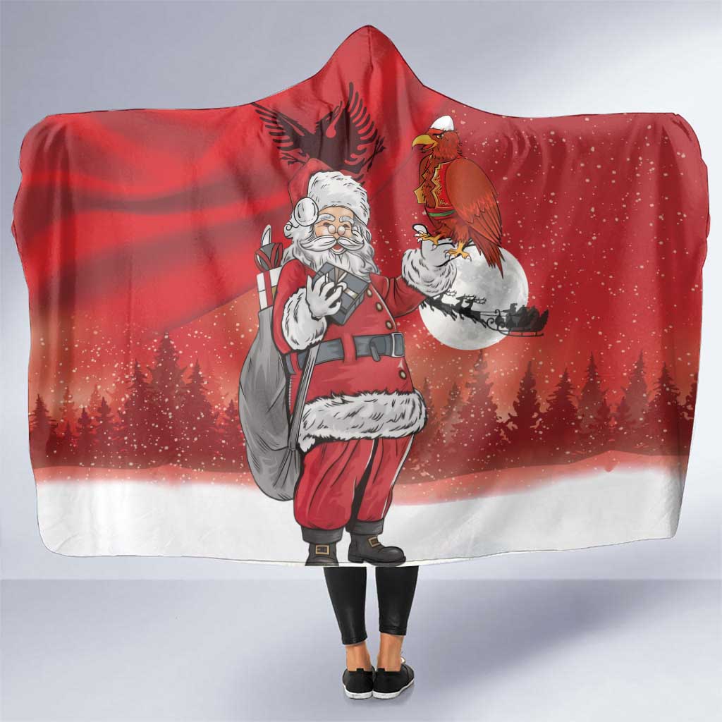 Albania Santa Christmas Hooded Blanket Christmas Albanian Eagle Flag Style - Wonder Print Shop