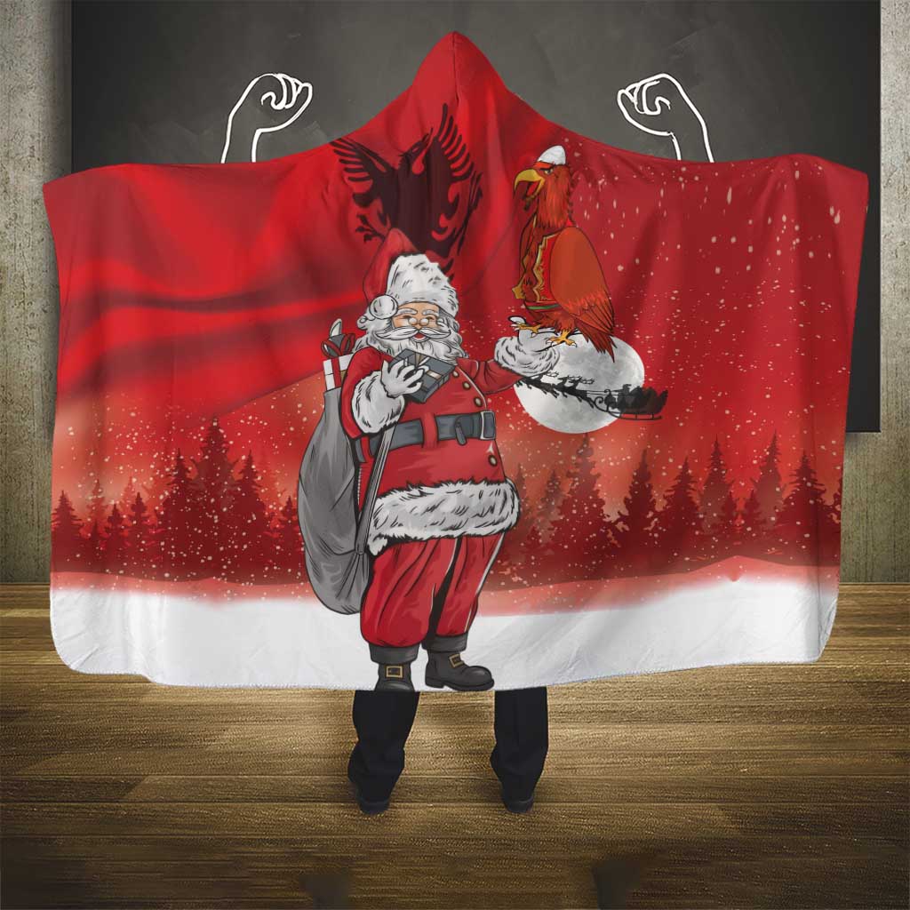 Albania Santa Christmas Hooded Blanket Christmas Albanian Eagle Flag Style - Wonder Print Shop