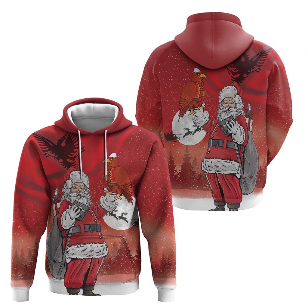 Albania Santa Christmas Hoodie Christmas Albanian Eagle Flag Style - Wonder Print Shop