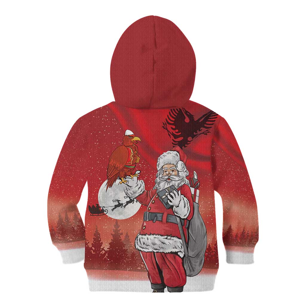 Albania Santa Christmas Kid Hoodie Christmas Albanian Eagle Flag Style - Wonder Print Shop