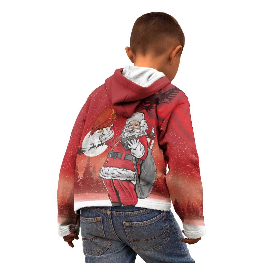 Albania Santa Christmas Kid Hoodie Christmas Albanian Eagle Flag Style - Wonder Print Shop