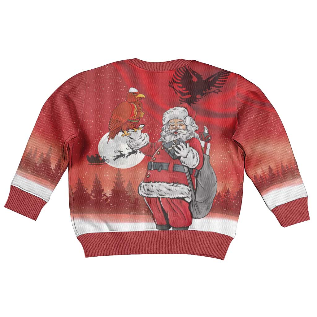 Albania Santa Christmas Kid Ugly Christmas Sweater Christmas Albanian Eagle Flag Style - Wonder Print Shop