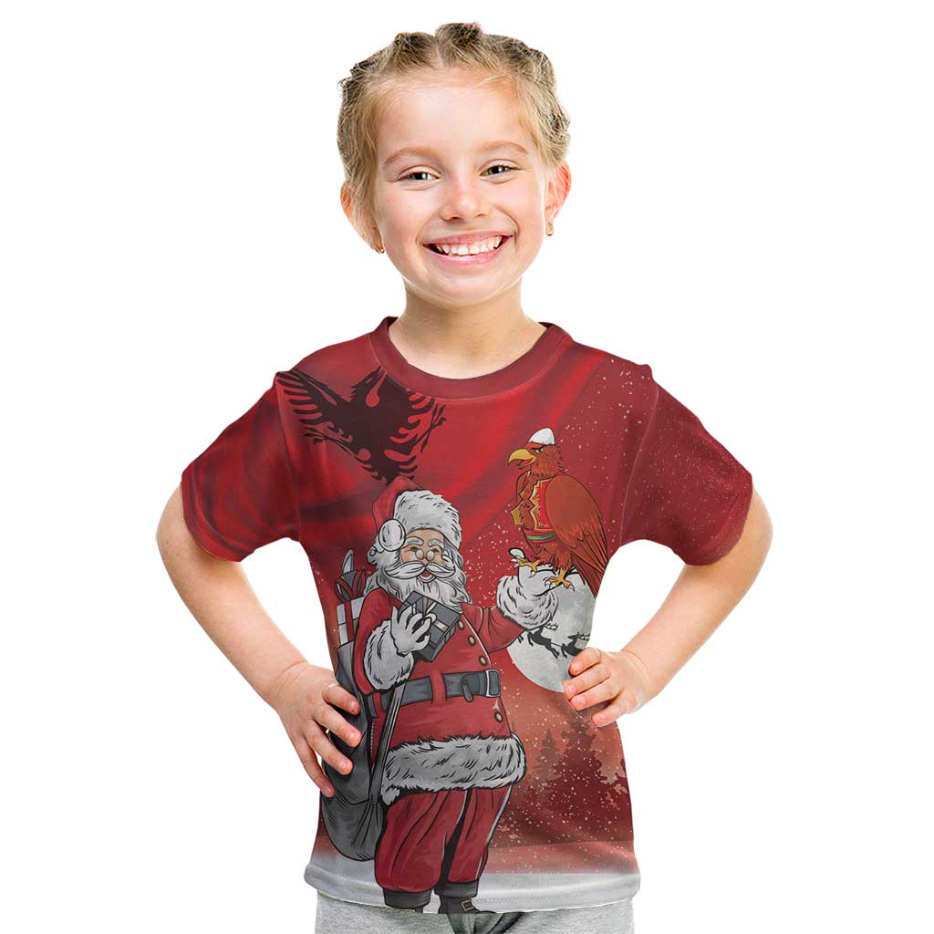 Albania Santa Christmas Kid T Shirt Christmas Albanian Eagle Flag Style - Wonder Print Shop