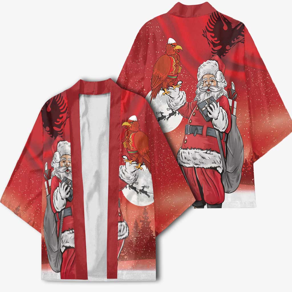 Albania Santa Christmas Kimono Christmas Albanian Eagle Flag Style - Wonder Print Shop