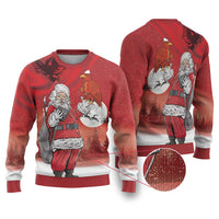 Albania Santa Christmas Ugly Christmas Sweater Christmas Albanian Eagle Flag Style - Wonder Print Shop