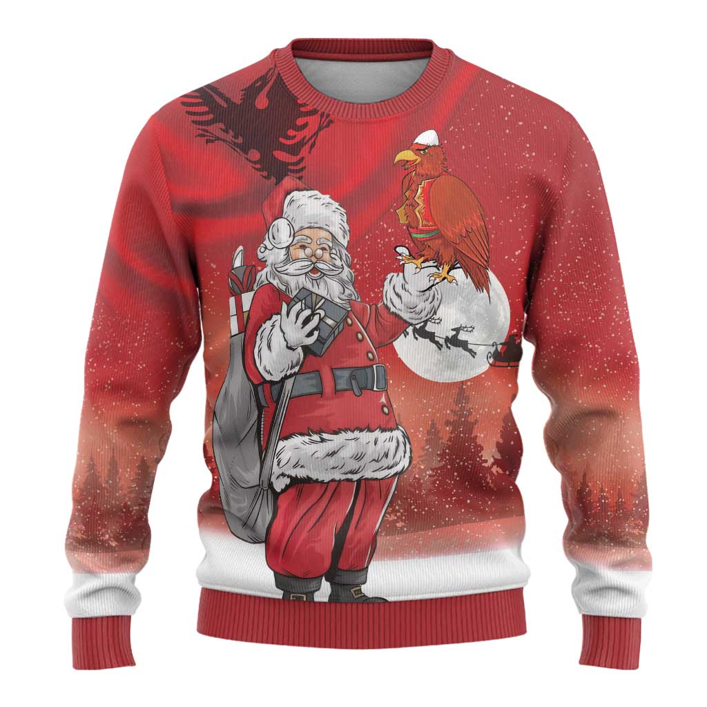 Albania Santa Christmas Ugly Christmas Sweater Christmas Albanian Eagle Flag Style - Wonder Print Shop