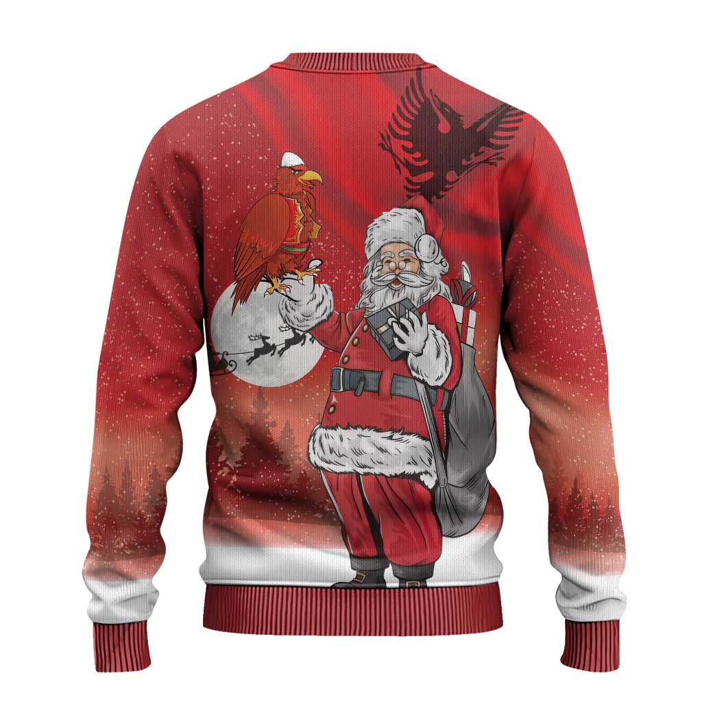 Albania Santa Christmas Ugly Christmas Sweater Christmas Albanian Eagle Flag Style - Wonder Print Shop