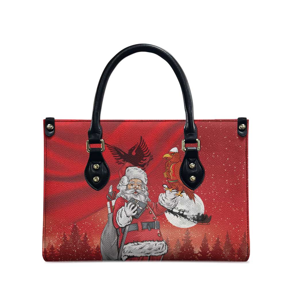 Albania Santa Christmas Leather Bag Christmas Albanian Eagle Flag Style - Wonder Print Shop