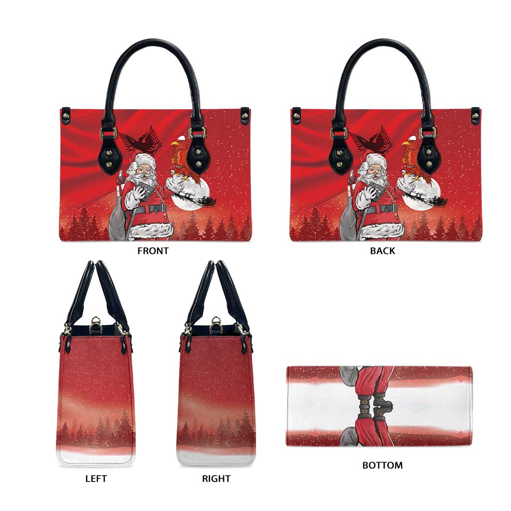 Albania Santa Christmas Leather Bag Christmas Albanian Eagle Flag Style - Wonder Print Shop