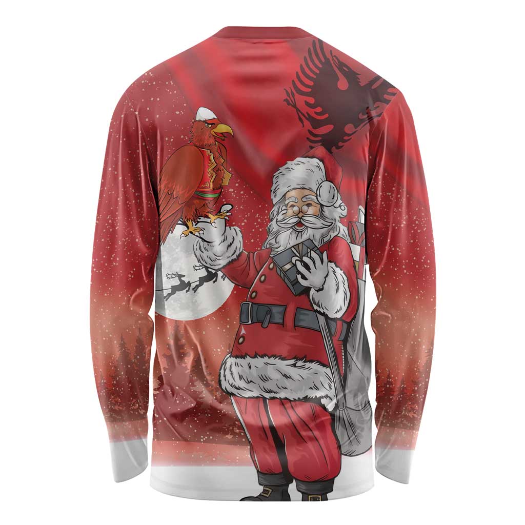 Albania Santa Christmas Long Sleeve Shirt Christmas Albanian Eagle Flag Style - Wonder Print Shop