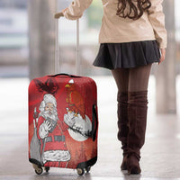 Albania Santa Christmas Luggage Cover Christmas Albanian Eagle Flag Style - Wonder Print Shop