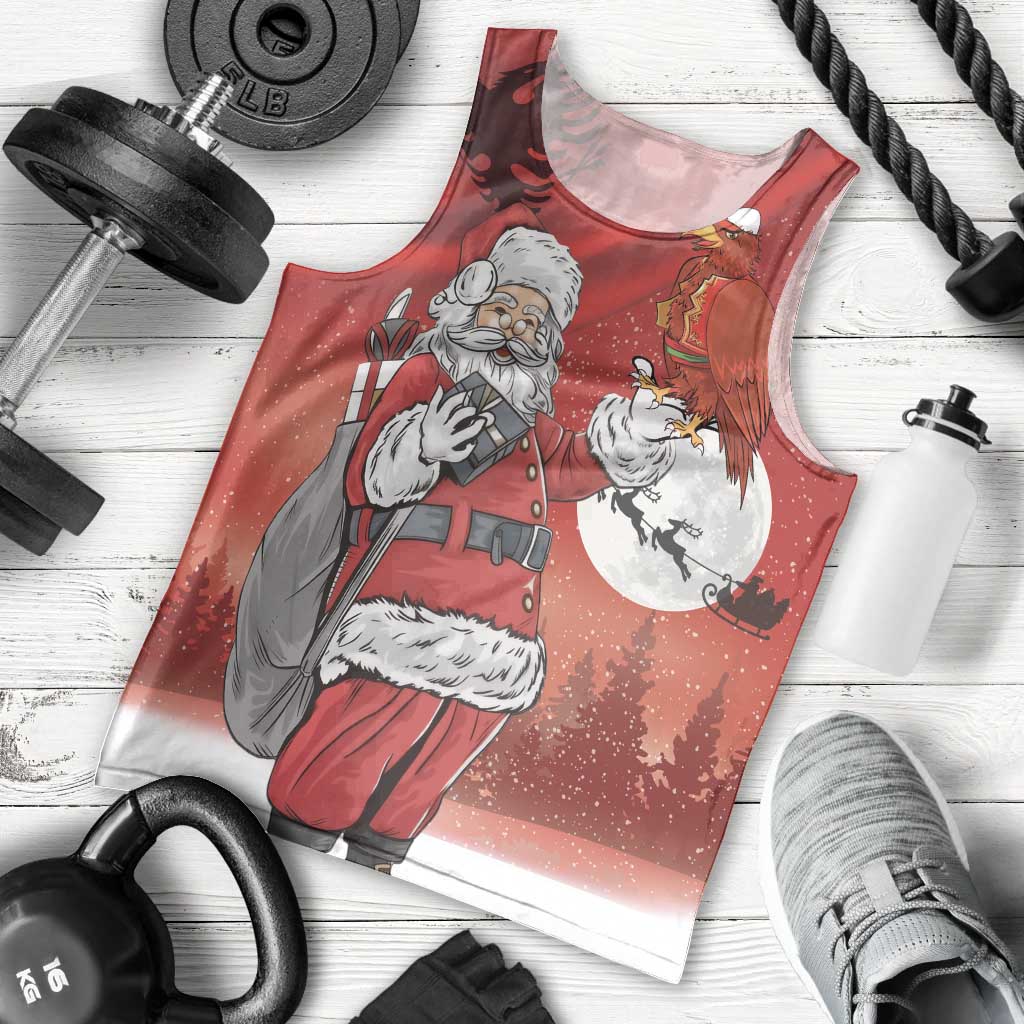 Albania Santa Christmas Men Tank Top Christmas Albanian Eagle Flag Style - Wonder Print Shop