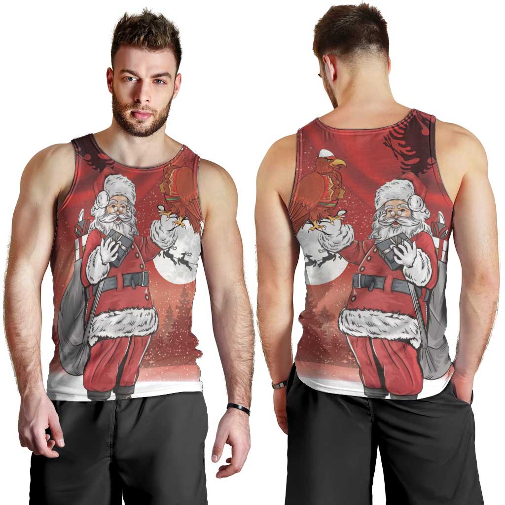 Albania Santa Christmas Men Tank Top Christmas Albanian Eagle Flag Style - Wonder Print Shop