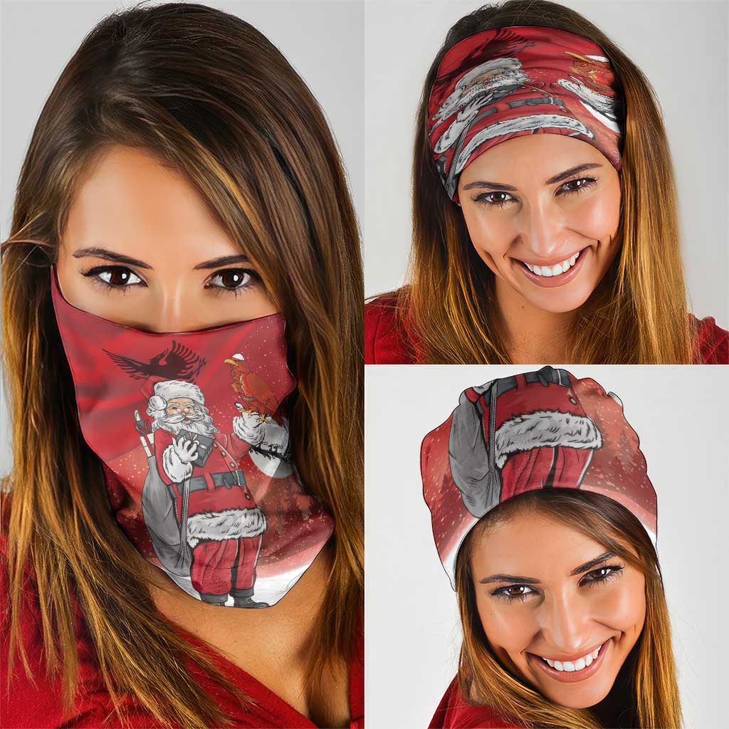 Albania Santa Christmas Neck Gaiter Christmas Albanian Eagle Flag Style - Wonder Print Shop