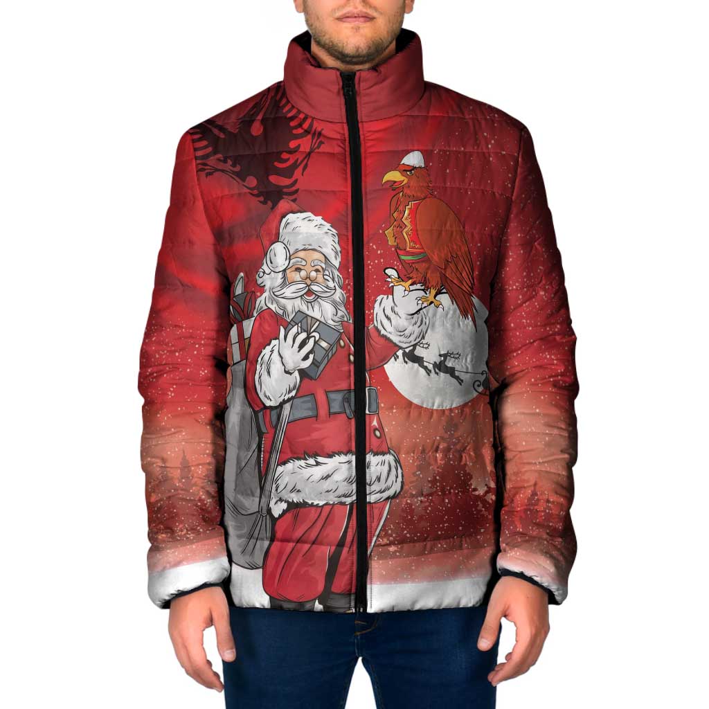 Albania Santa Christmas Padded Jacket Christmas Albanian Eagle Flag Style - Wonder Print Shop