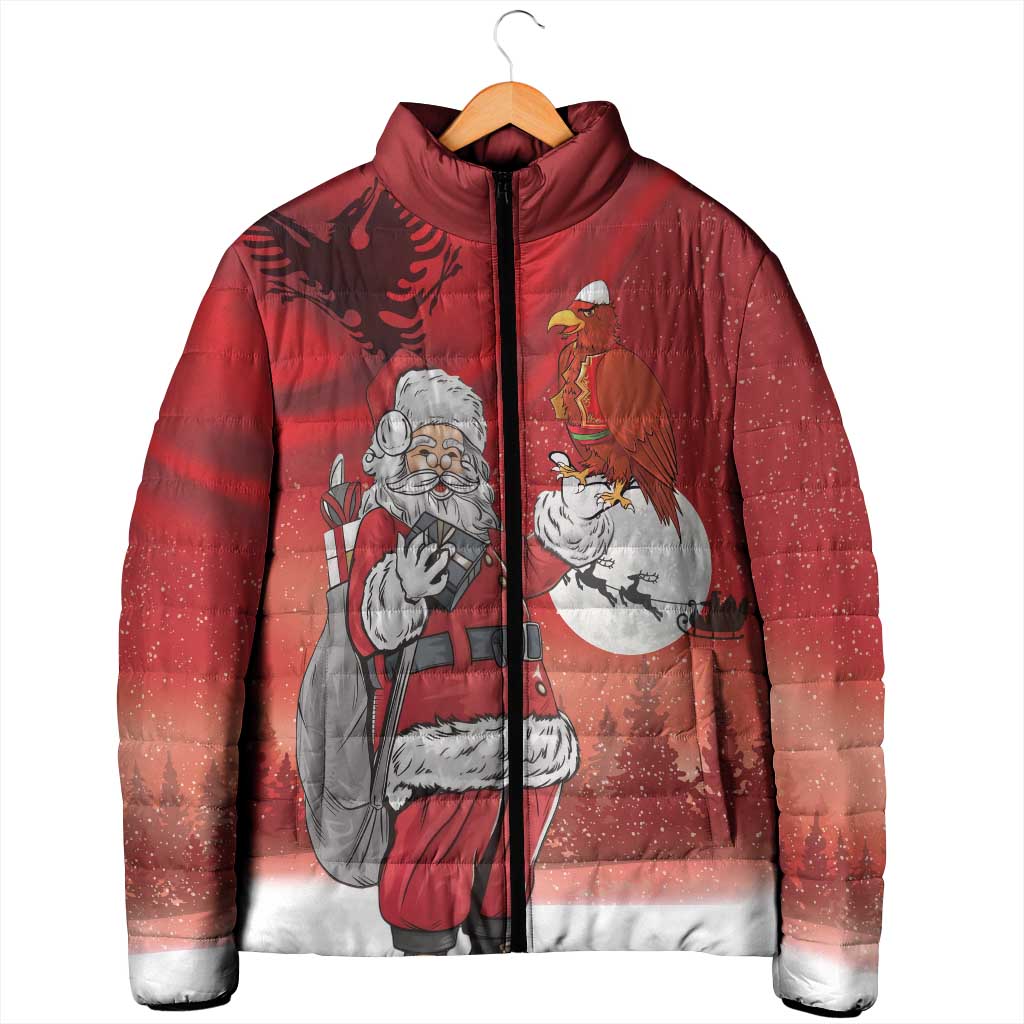Albania Santa Christmas Padded Jacket Christmas Albanian Eagle Flag Style - Wonder Print Shop
