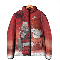 Albania Santa Christmas Padded Jacket Christmas Albanian Eagle Flag Style - Wonder Print Shop