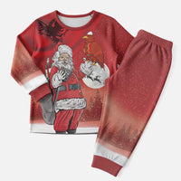Albania Santa Christmas Pajama Set Christmas Albanian Eagle Flag Style - Wonder Print Shop