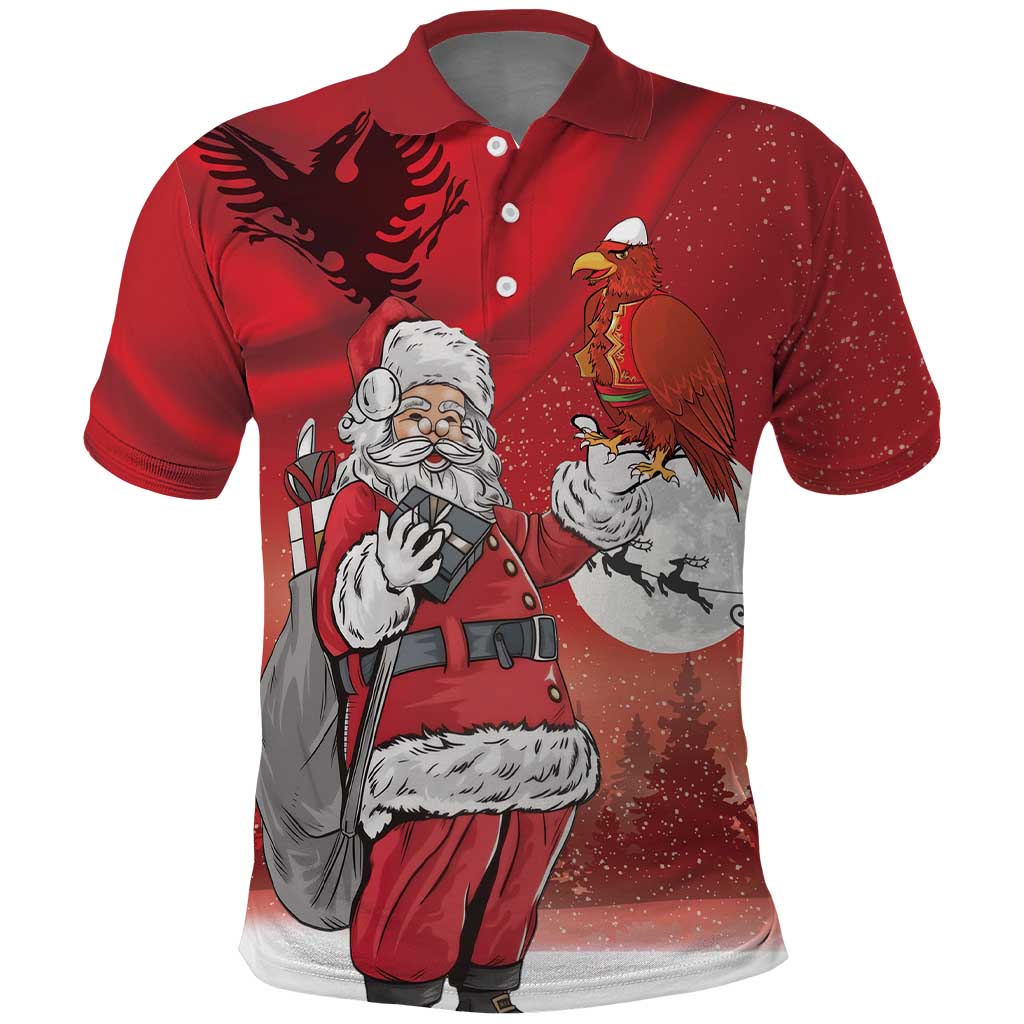 Albania Santa Christmas Polo Shirt Christmas Albanian Eagle Flag Style - Wonder Print Shop
