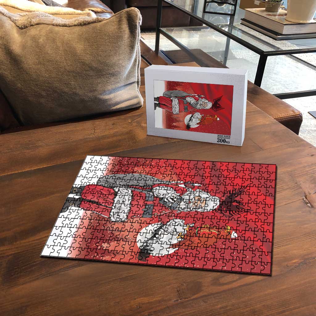 Albania Santa Christmas Puzzle Christmas Albanian Eagle Flag Style - Wonder Print Shop