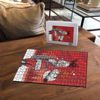 Albania Santa Christmas Puzzle Christmas Albanian Eagle Flag Style - Wonder Print Shop