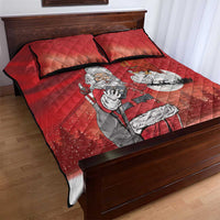 Albania Santa Christmas Quilt Bed Set Christmas Albanian Eagle Flag Style - Wonder Print Shop