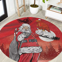 Albania Santa Christmas Round Carpet Christmas Albanian Eagle Flag Style - Wonder Print Shop
