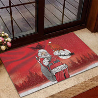 Albania Santa Christmas Rubber Doormat Christmas Albanian Eagle Flag Style - Wonder Print Shop