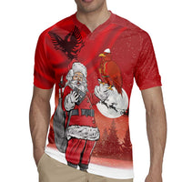 Albania Santa Christmas Rugby Jersey Christmas Albanian Eagle Flag Style - Wonder Print Shop