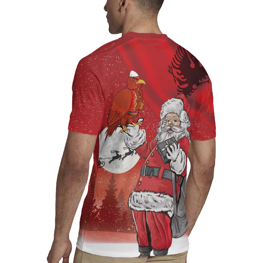 Albania Santa Christmas Rugby Jersey Christmas Albanian Eagle Flag Style - Wonder Print Shop