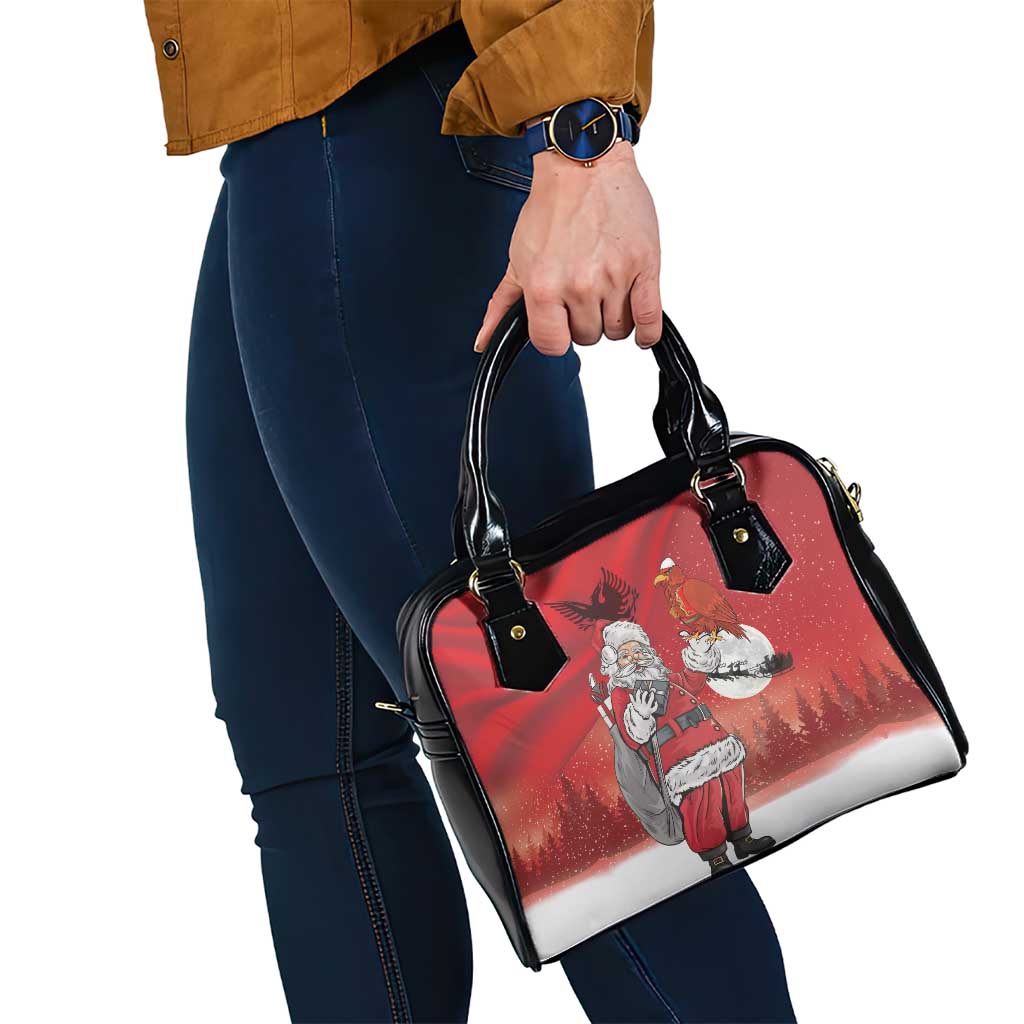 Albania Santa Christmas Shoulder Handbag Christmas Albanian Eagle Flag Style - Wonder Print Shop