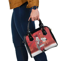 Albania Santa Christmas Shoulder Handbag Christmas Albanian Eagle Flag Style - Wonder Print Shop